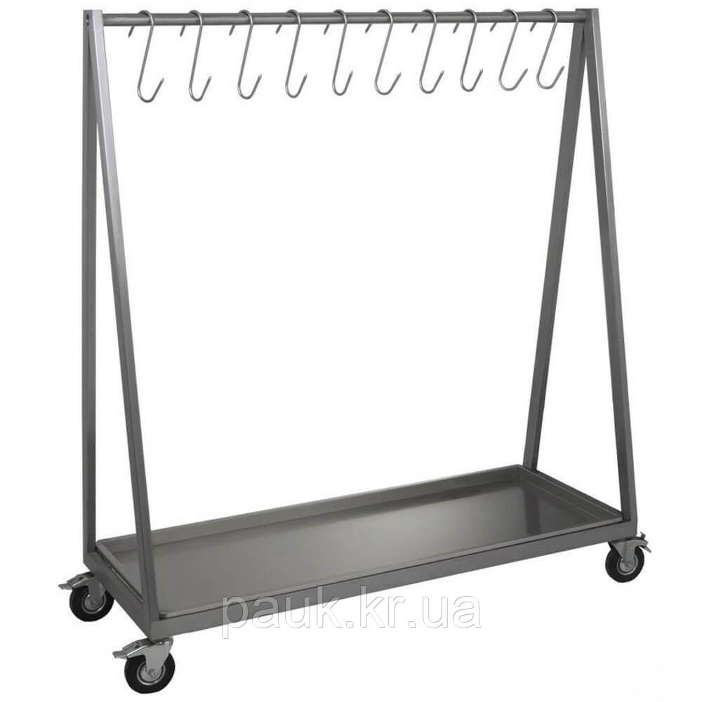 Вішало для напівтуш 1800х600х1700 мм, візок для напівтуш з гачками, вішало для м'ясних заготовок на колесах, фото 1