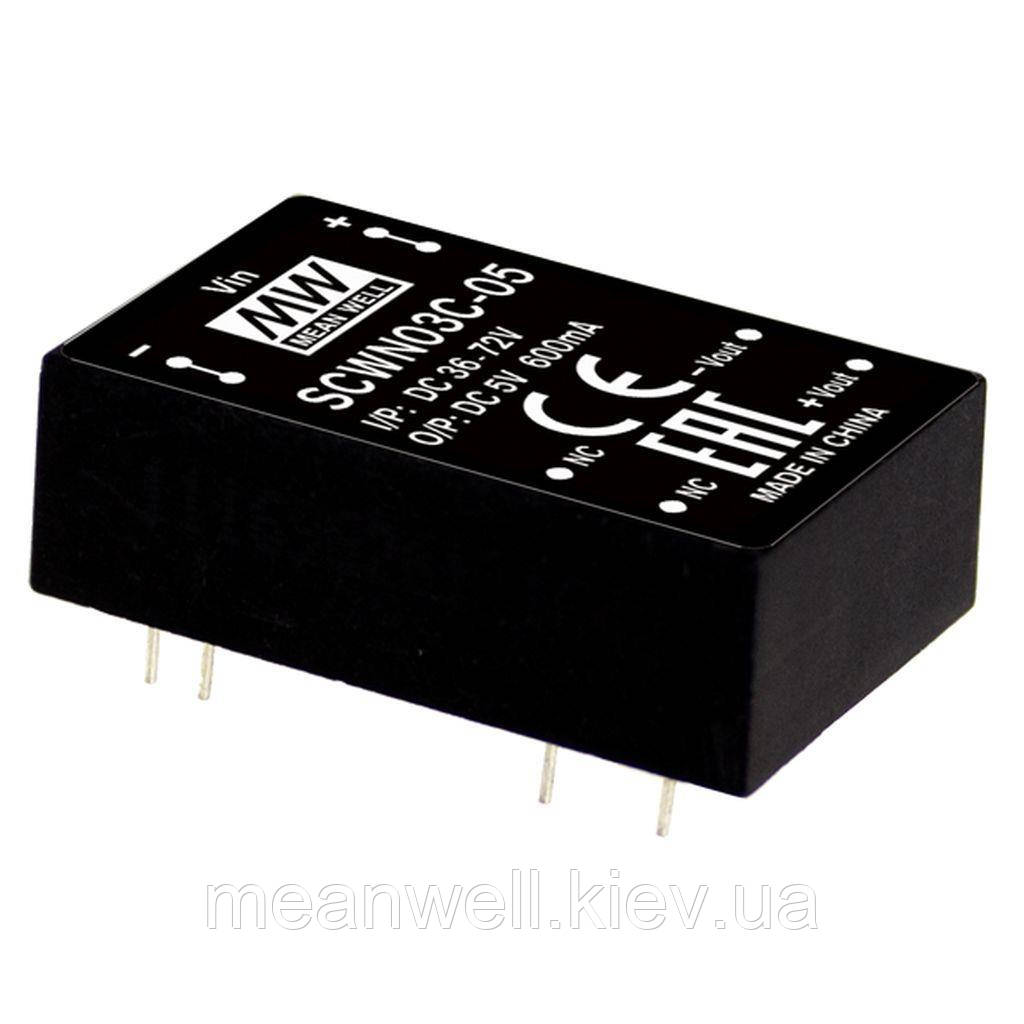 SCWN03B-15 Mean Well DC DC перетворювач 3W, VIN 18 - 36V, VOUT 15V 200mA, DIP24