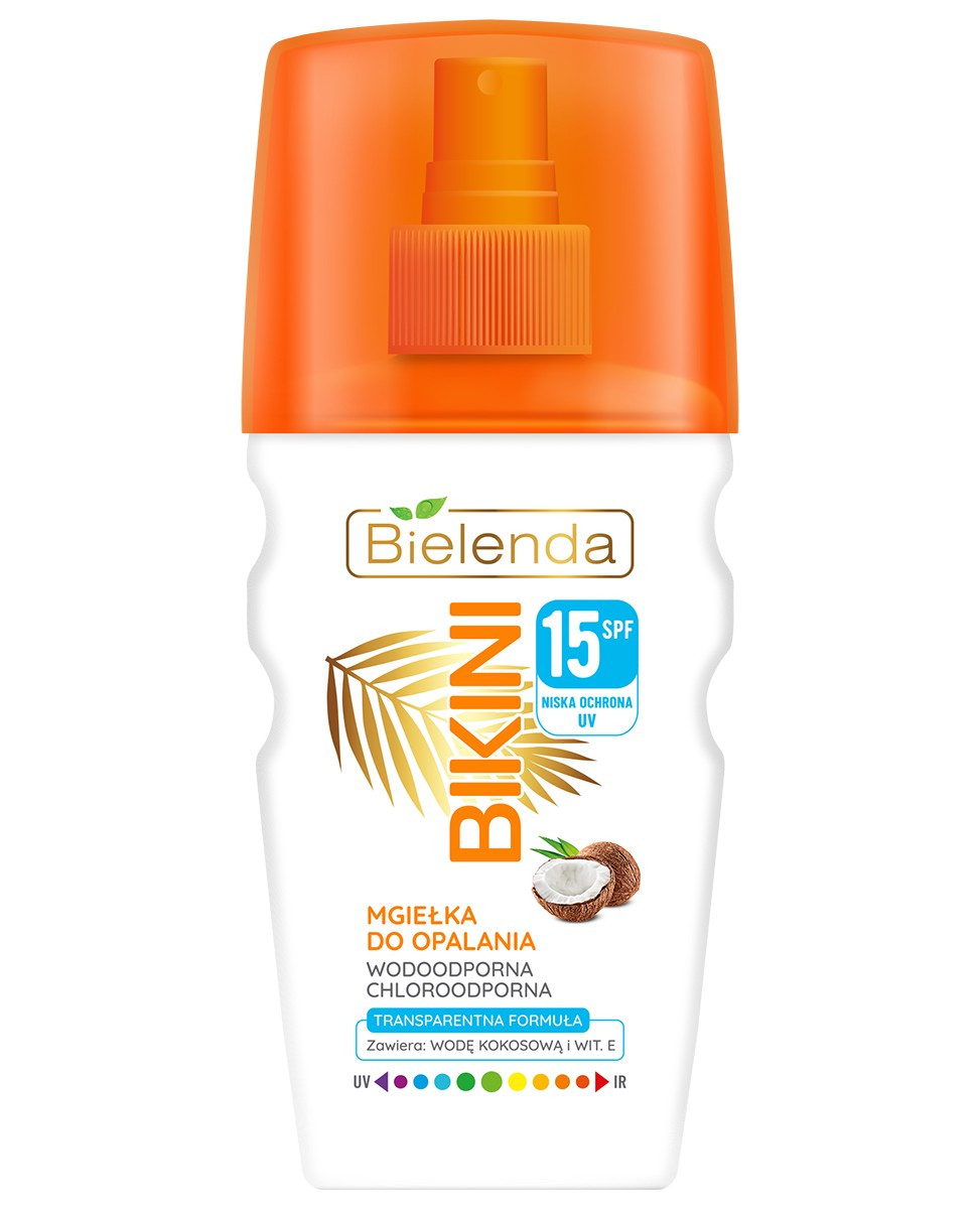 Сонцезахисний спрей для обличчя та волосся Bіelenda Bikini Coconut suntan mist face + hair SPF 15
