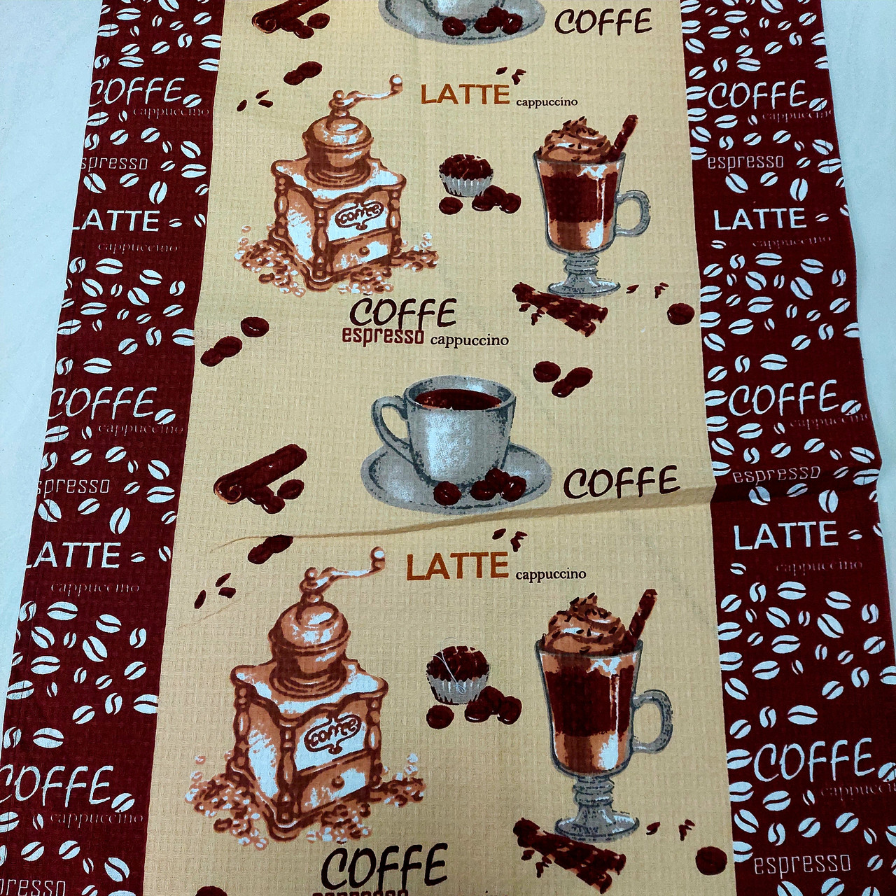 Стильні кухонні рушники з кавою та написами COFFE та LATTE, 45х70 см
