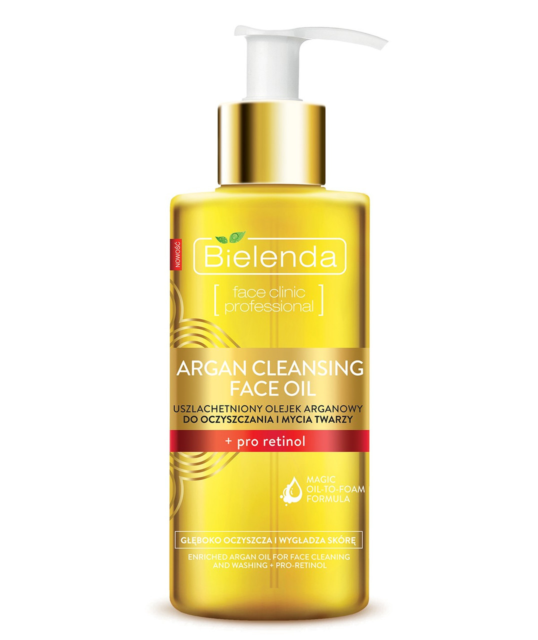 Арганова олія для очищення шкіри обличчя з Проретинолом Bielenda Argan Cleancing Face Oil Pro-Retinol