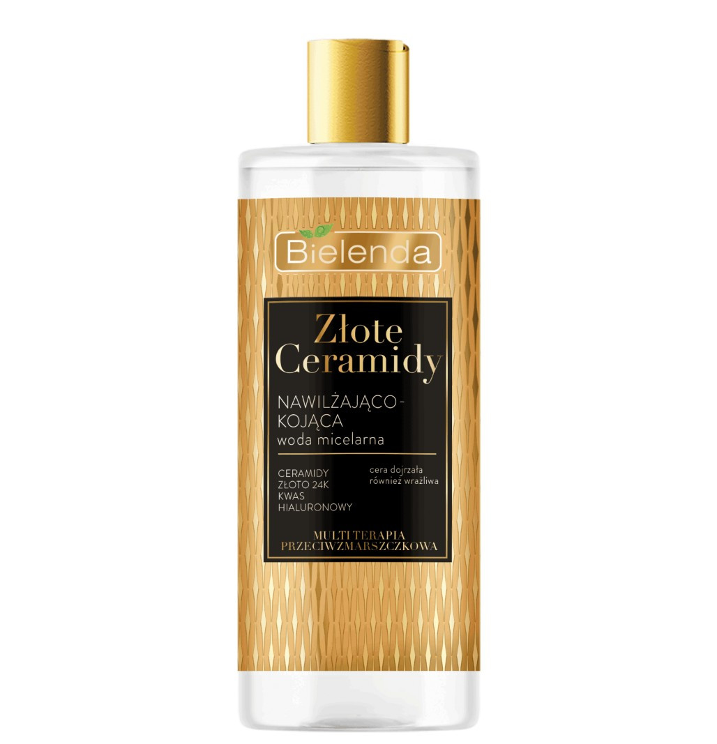 Зволожуюча і заспокійлива міцелярна вода золото і кераміди Bіelenda Golden Ceramides Moisturizing and