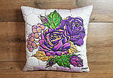Стьобана декоративна наволочка Фіолетові троянди в сотах, фото 9
