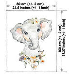 Набір бавовняних панелей Слоники і квіти. Сатин, фото 3