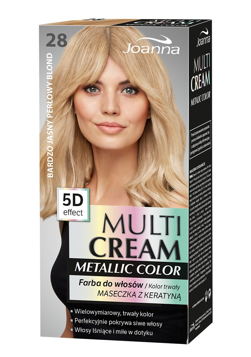 Стійка фарба для волосся Joanna Multi Cream Metallic Color №28 Перламутровий блонд