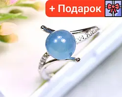Срібне кільце з натуральним аквамарином 26.5 x 19 x 12mm