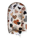 Кокон-позіціонер для новонароджених зі знімним чохлом і матрацом + подушка Сердечка Kuzya Production, фото 2