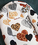 Кокон-позіціонер для новонароджених зі знімним чохлом і матрацом + подушка Сердечка Kuzya Production, фото 5