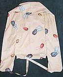 Пір'я на бежевому Кокон гніздечко для новонароджених зі знімним чохлом і матрацом Kuzya Production, фото 4