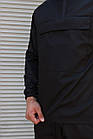 Чоловічий спортивний костюм з плащової тканини чорний на весну з капюшоном, фото 3