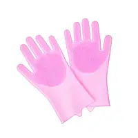 Силиконовые перчатки для мытья посуды, Розовый