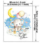 Панелька з сатину для дитячого пледа Слоник з кульками для хлопчиків з можливістю персоналізації, фото 2