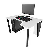 Геймерский игровой стол Gamer-1 столешница ЛДСП Белый с подставкой для системного блока (Zeus ТМ) Білий/Чорний