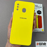 Чехол для Samsung Galaxy A20 с микрофиброй с защитой для камеры матовый чехол на самсунг а20 желтый S1Q