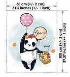 Панелька з сатину для дитячого пледа Панда і зайчик з кульками з можливістю персоналізації, фото 2