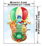 Панелька з сатину для дитячого пледа Динозаврики на повітряній кулі Merry Christmas #2, фото 2