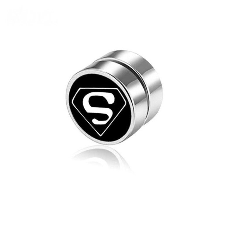 Магнітні кліпси з малюнком Superman Супермен на одне вухо плаги-обманки сережки магніт чоловічі