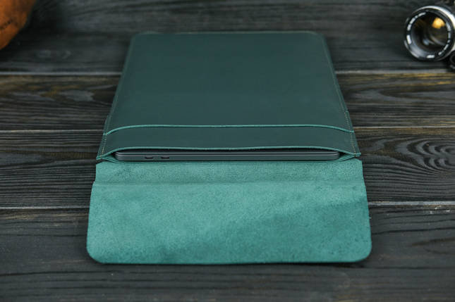 Чохол для MacBook Дизайн №25 з натуральної шкіри колір Зелений, фото 1