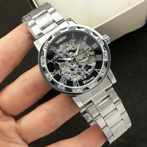 Winner 8012 Diamonds Automatic Silver-Black - фото 2 - id-p1557056590