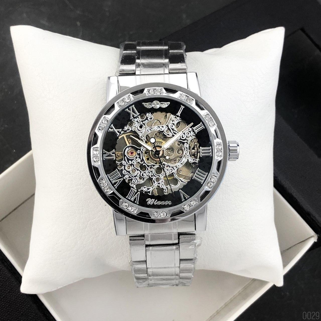 Winner 8012 Diamonds Automatic Silver-Black - фото 4 - id-p1557056590