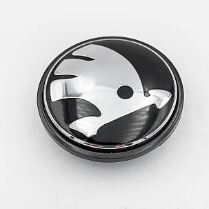 Ковпачки (заглушки) в литі диски Skoda 65 мм Чорні Хром, фото 2