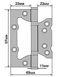 Дверна петля метелик (накладна) Fortezi 100*69*2-2BB (35мм) Нержавіюча сталь, фото 3