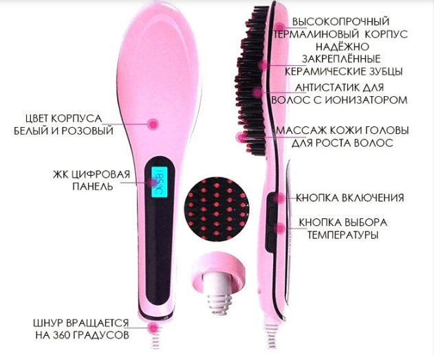 FAST HAIR STRAIGHTENER HQT-906 корисна техніка в подарунок для дівчат та жінок, Гребінець щітка