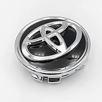 Ковпачки (заглушки) в литі диски TOYOTA (Тойота), 62 мм Хром Лого Чорні (42603-02320), фото 5