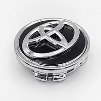 Ковпачки (заглушки) в литі диски TOYOTA (Тойота), 62 мм Хром Лого Чорні (42603-02320), фото 6