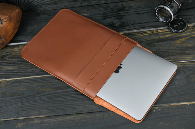 Шкіряний чохол для MacBook Air 13" (2018-2021) Дизайн №25, шкіра Grand, колір Віскі, фото 1