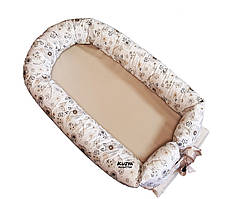 Воробушки і квіти Кокон-позіціонер для новонароджених зі знімним чохлом і матрацом Kuzya Production