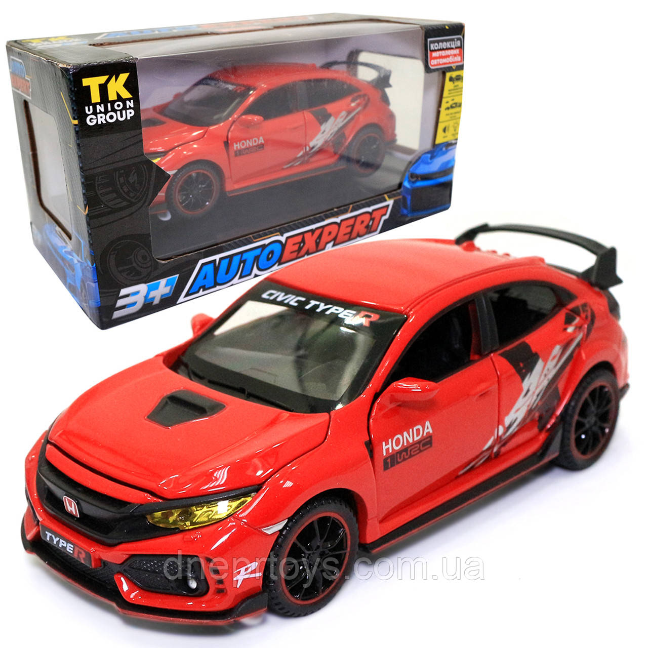 Іграшкова машинка металева Honda Civic Tupe R «АвтоЕксперт» Хонда Сівік червоний звук світло 16*5*6 см (33617), фото 1