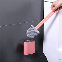 Стильный туалетный ершик с гнущейся силиконовой щеткой / Ершик для унитаза Розовый