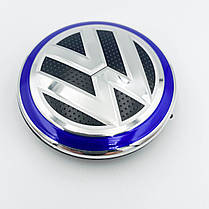 Ковпачки (заглушки) на литі диски VW (Фольксваген) 65 мм Хром лого, Чорні Синій обідок (5G0601171), фото 4