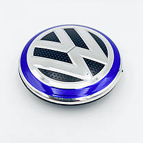 Ковпачки (заглушки) на литі диски VW (Фольксваген) 65 мм Хром лого, Чорні Синій обідок (5G0601171), фото 5