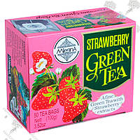 Чай зелений з полуницею в пакетиках, Strawberry Green Tea, Млесна (Mlesna) 50шт