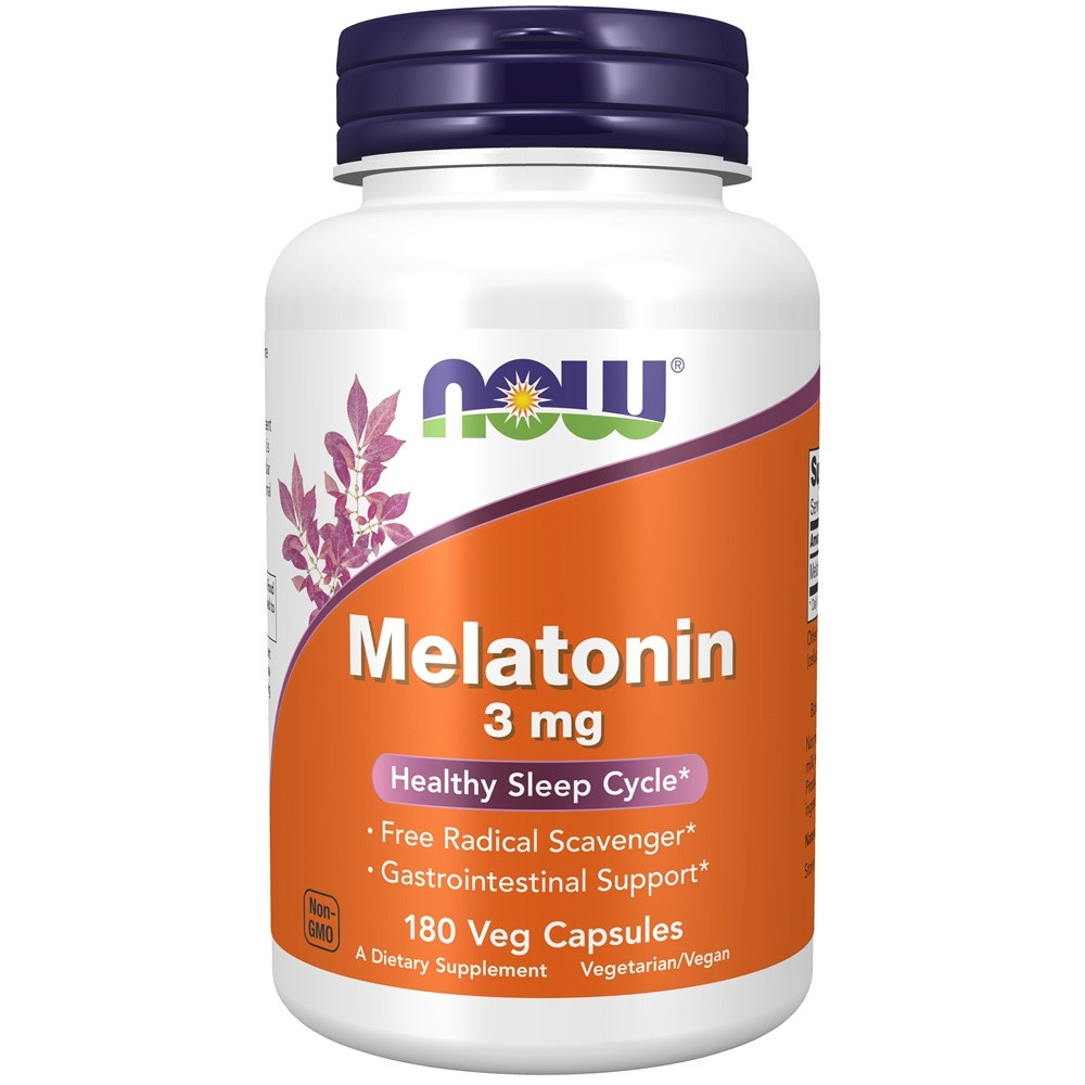 Мелатонін 3 мг (Melatonin) Now Foods 180 рослинних капсул