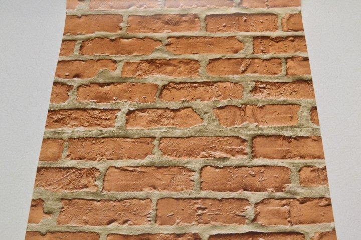 Шпалери паперові вологостійкі Цеглу теракота 2189