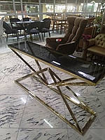 Стіл - консоль Фрідом 1.51 чорне прозоре скло + золото