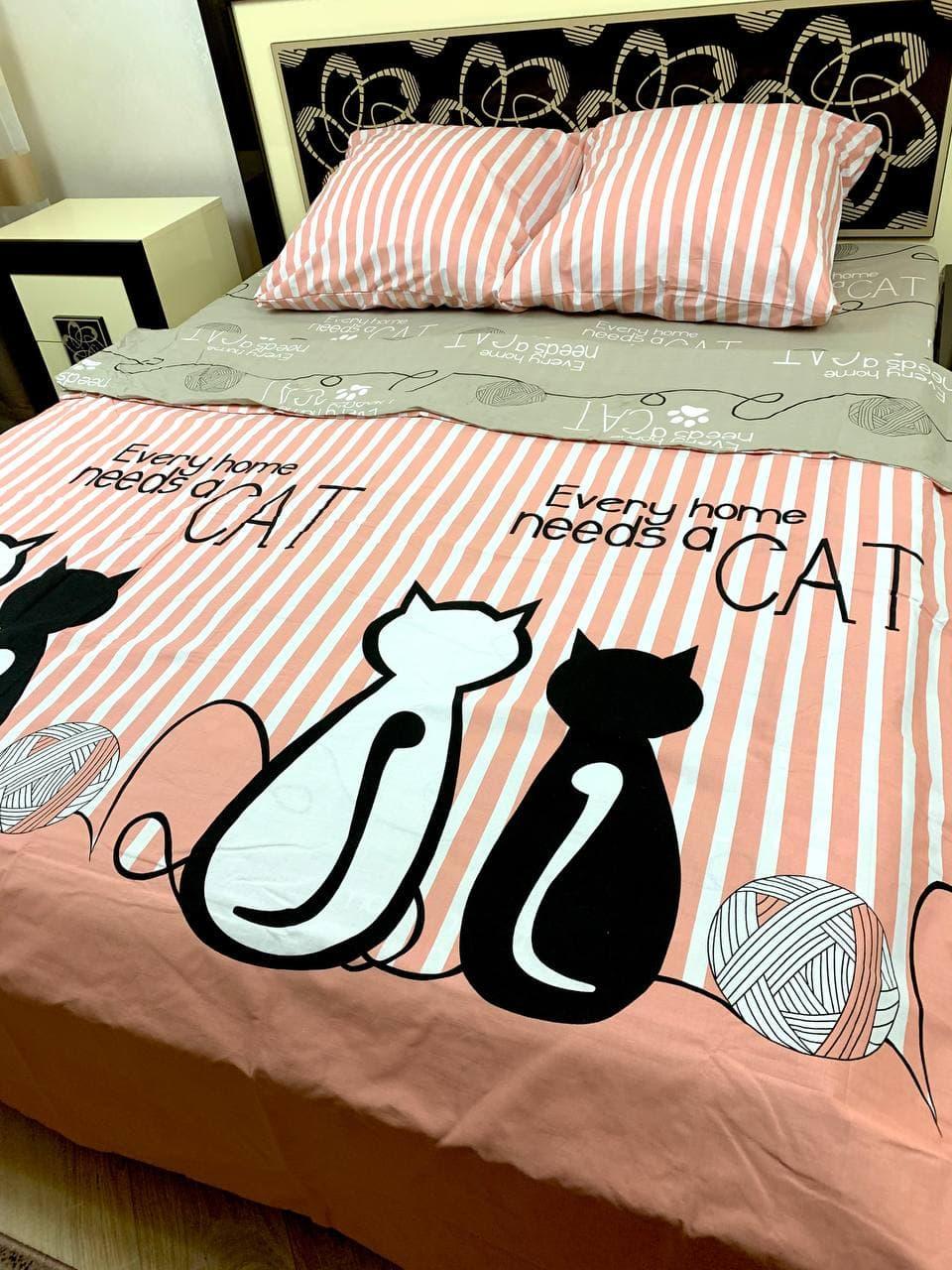 Комплект постільної білизни Чорний білий кіт полуторний BF