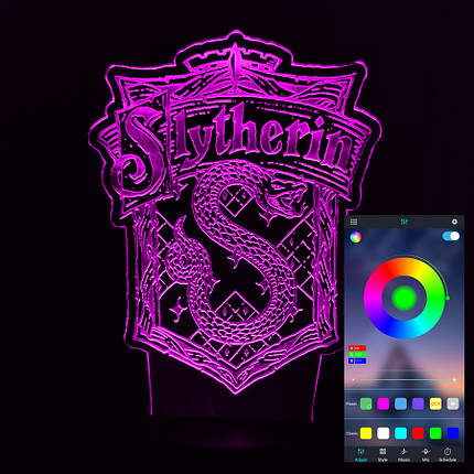 Акриловий світильник-нічник керування з телефона Слизерин tty-n001324, фото 1