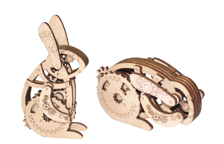 Дерев'яний набір конструктор F-066. МЕХАНІЧНИЙ ЗАЄЦЬ, фото 1