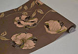 Шпалери паперові Континент Єсенія бежеые квіти золото коричневий фон 1273, фото 3