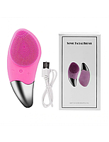 Щетка-Массажер Sonic Facial Brush BR-020 Pink Электрическая Силиконовая Для Чистки Лица