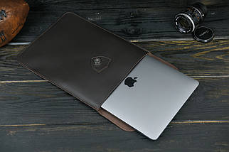 Шкіряний чохол для MacBook Air 13" (2018-2021) Дизайн №36, шкіра Grand, колір коричневий відтінок Шоколад, фото 4