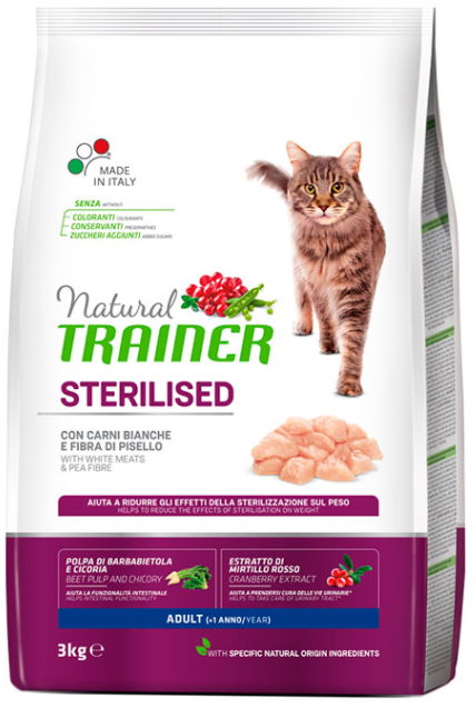Корм Trainer (Трейнер) Natural Adult Sterilised with fresh White Meats для дорослих стерилізованих кішок від 1