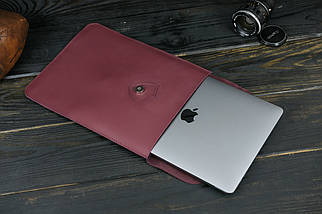 Шкіряний чохол для MacBook Air 13" (2018-2021) Дизайн №36, натуральна шкіра Grand, колір Бордо, фото 4