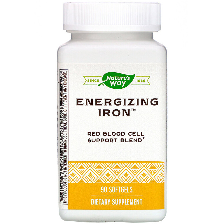 Залізо Nature's Way "Energizing Iron" з вітаміном В12, 8 мг (90 капсул)