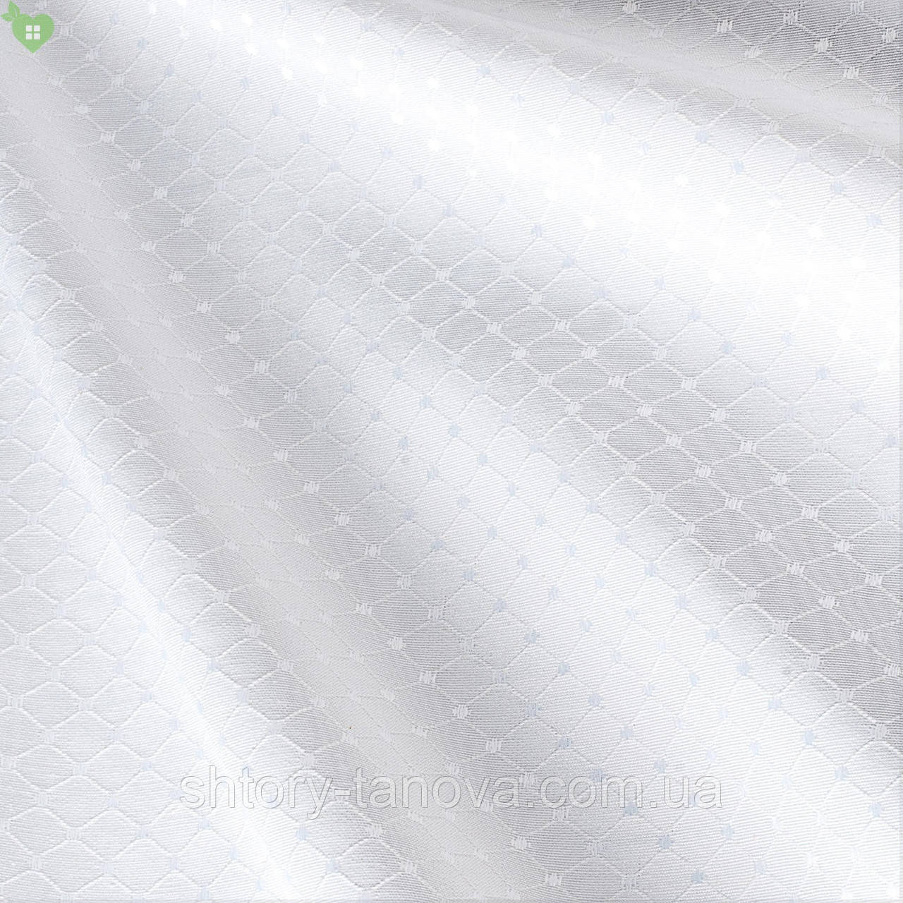 Скатерна тканина для ресторану біла в дрібний ромб Італія 83100v1, фото 1