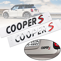 Эмблема надпись COOPER S MINI (Мини) (значок, наклейка, логотип на багажник) Черная